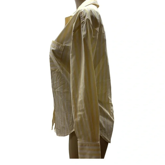 Casa Cabana Bethany Butter Yellow Striped Button Down Shirt Size Small New - Picture 4 of 6
